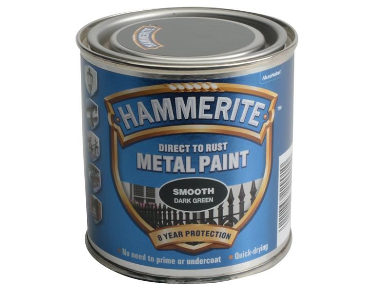 Hammerite Direct to Rust Smooth Finish Metal Paint Dark Green 250ml Hammerite - Town Tools