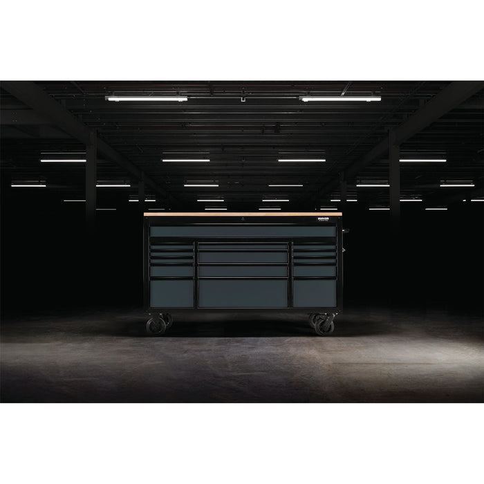 Draper BUNKER Workbench Roller Tool Cabinet, 15 Drawer, 61", Grey 08238