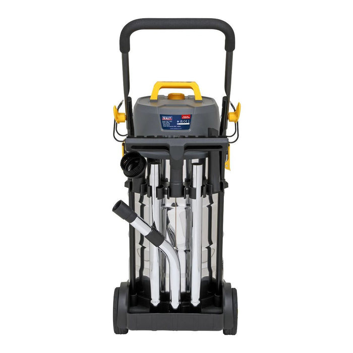 Sealey Vacuum Cleaner Industrial Dust-Free Wet/Dry 38L 1100W/110V Stainless Stee Sealey - Town Tools 