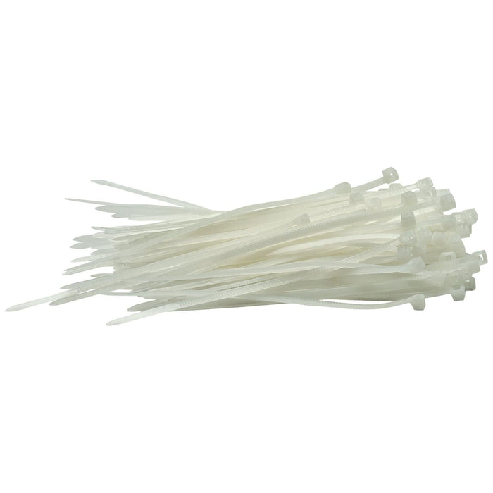 Draper Cable Ties, 2.5 x 100mm, White (Pack of 100) 70390 Draper - Town Tools 