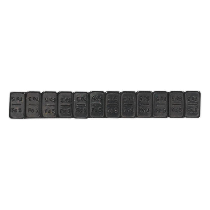 Sealey Wheel Weight 5g Adhesive Zinc Plated Steel Black Strip of 12 Pack of 50 Sealey - Town Tools 