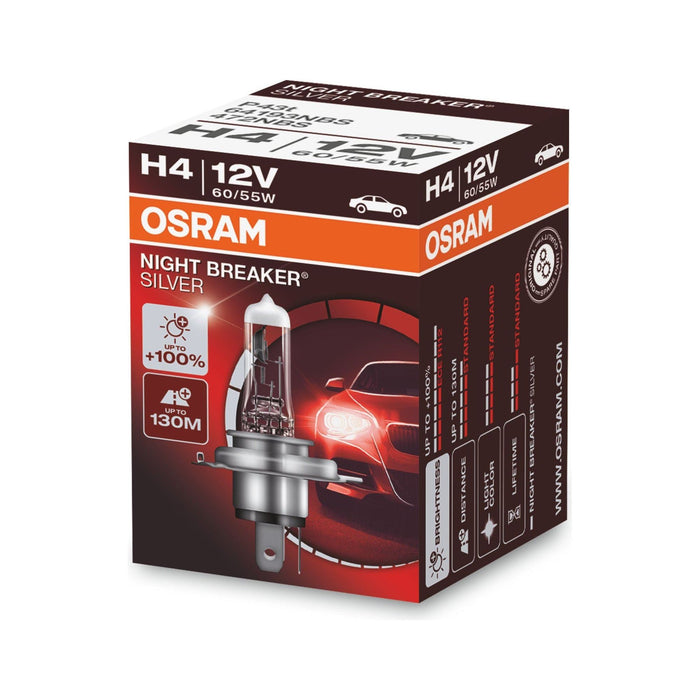 Osram NIGHT BREAKER SILVER H4, +100% more brightness, halogen headlamp, 64193NBS Osram - Town Tools 