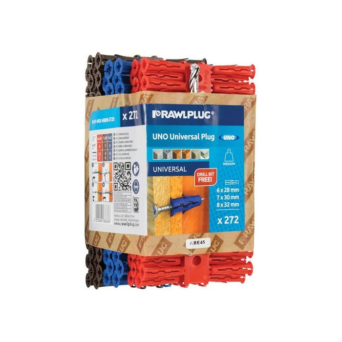 Rawlplug Mixed UNO® Plugs (Pack 272) + Drill Bit Rawlplug - Town Tools