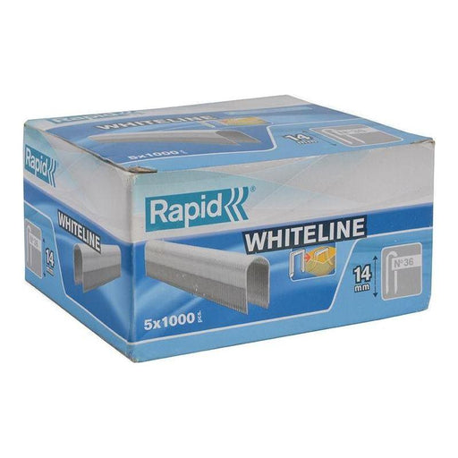 Rapid 36/14 14mm DP x 5m White Staples (Box 1000 x 5) Rapid - Town Tools