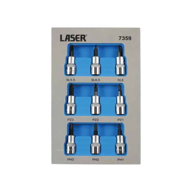 Laser Socket Bit Set 3/8"D 9pc 7359
