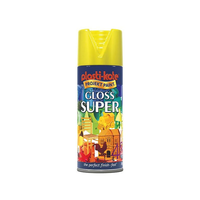 Plastikote Gloss Super Spray Yellow 400ml PlastiKote - Town Tools