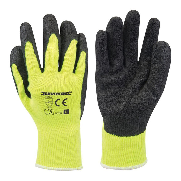 Silverline Hi-Vis Builders Gloves Yellow L 10 Silverline - Town Tools 
