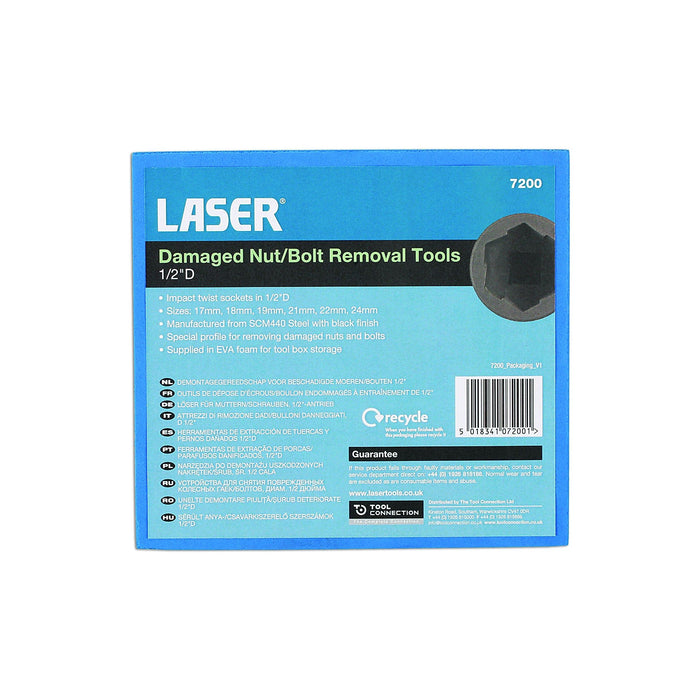 Laser Damaged Nut/Bolt Remover Tools 1/2"D 6pc 7200