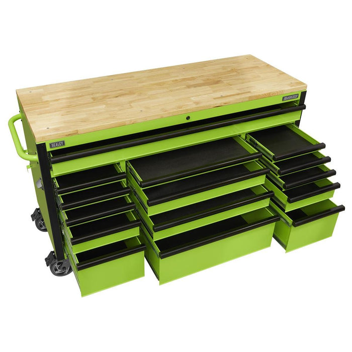 Superline PRO Black Edition Mobile Trolley with Wooden Worktop 15 Drawer 1549mm Superline Pro - Town Tools 