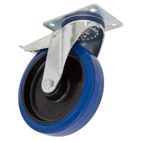 Sealey Heavy-Duty Blue Elastic Rubber Castor Wheel Swivel with Total Lock160mm T
