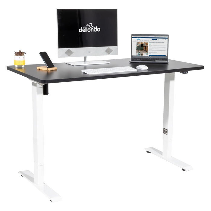 Dellonda Single Motor Adjustable-Height Electric Sit/Stand Desk - Black Desktop