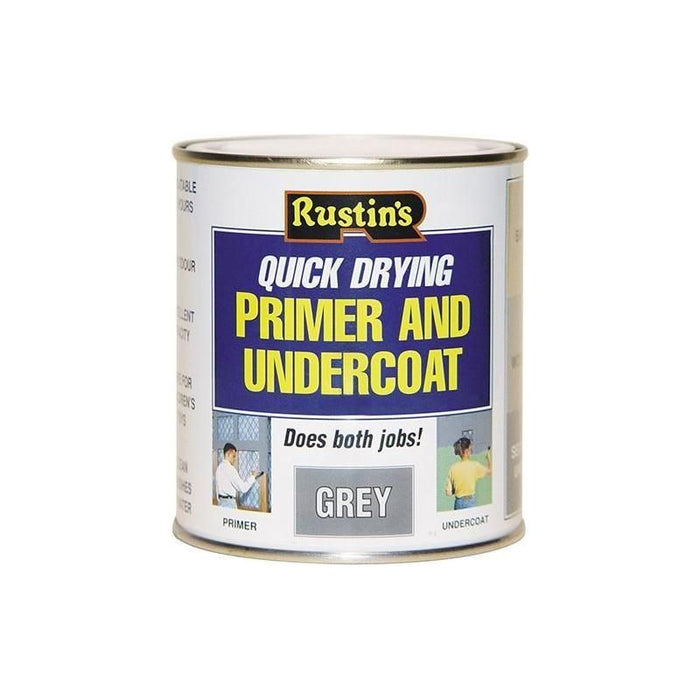 Rustins Quick Dry Primer & Undercoat Grey 500ml Rustins - Town Tools