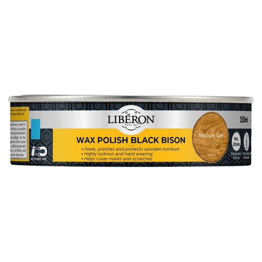 Liberon Black Bison Wax Paste Medium Oak 150ml Liberon - Town Tools