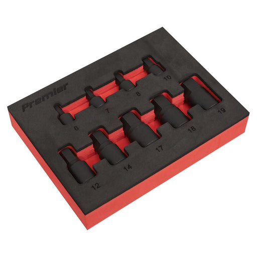 Premier Low Profile Impact Hex Socket Bit Set 1/4" & 3/8" Sq Drive 9pc Sealey Premier - Town Tools 