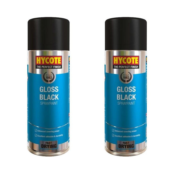 2x Hycote XUK0272 Gloss Black 400ml C/O Hycote - Town Tools 