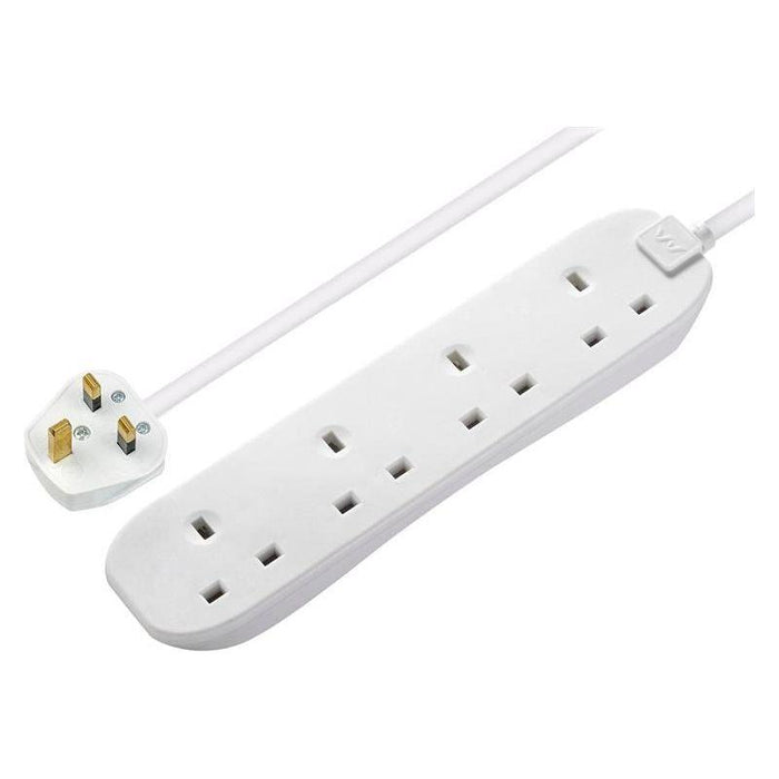 Masterplug Extension Lead 240V 4-Gang 13A White 2m Masterplug - Town Tools
