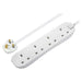 Masterplug Extension Lead 240V 4-Gang 13A White 2m Masterplug - Town Tools