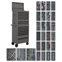 Superline PRO Tool Chest Combination 14 Drawer with 1179pc Tool Kit - Grey