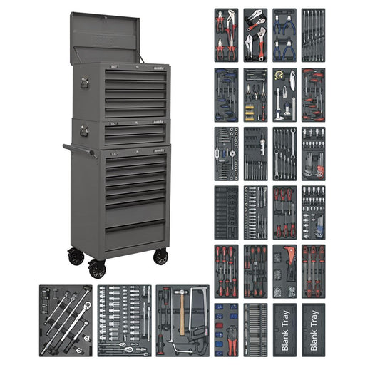 Superline PRO Tool Chest Combination 14 Drawer with 1179pc Tool Kit - Grey Superline Pro - Town Tools 