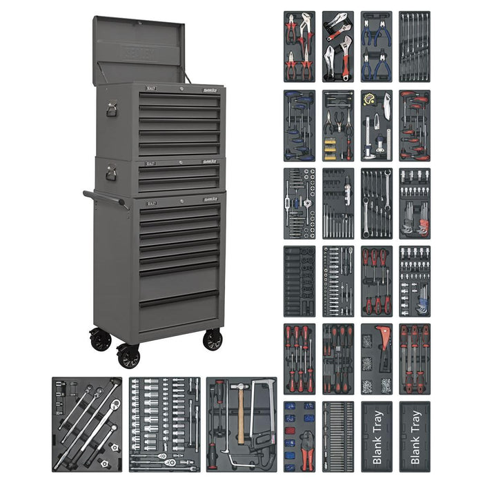 Superline PRO Tool Chest Combination 14 Drawer with 1179pc Tool Kit - Grey Superline Pro - Town Tools 