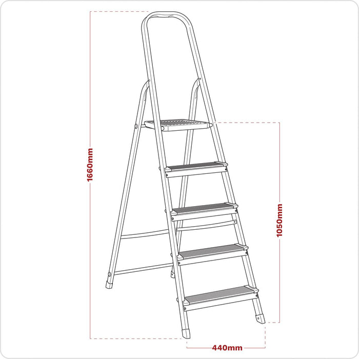Sealey Step Ladder 5-Tread Aluminium - BS EN 131 ASL5 Sealey - Town Tools 