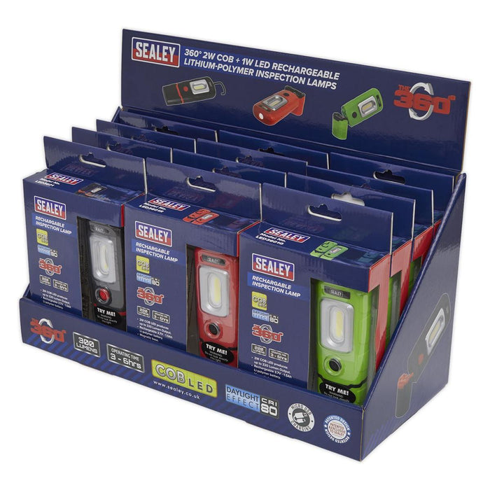 Sealey LED3601 Series Inspection Light Combination Display Pack of 12 Sealey - Town Tools 