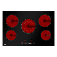 Baridi Integrated Ceramic Hob with 5 Cooking Zones 77cm - Black Glass