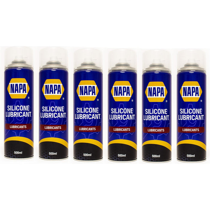 6x NAPA Silicone Lubricant Aerosol Spray Grease Can Water Resistant 500ml