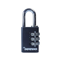 Defender Black Die-Cast Combination Padlock 30mm