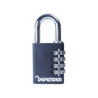 Defender Black Die-Cast Combination Padlock 40mm