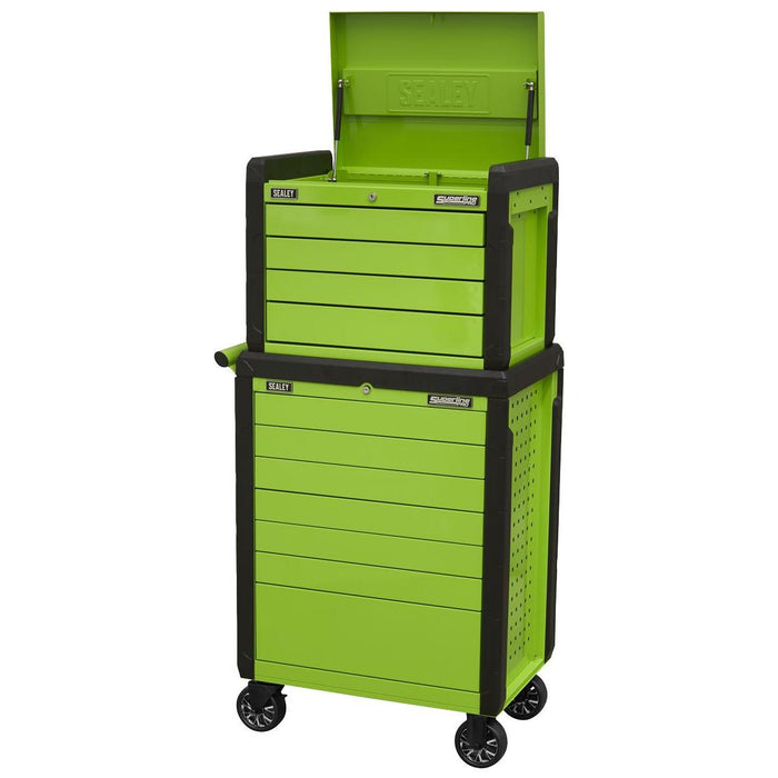 Superline PRO Push-To-Open Topchest & Rollcab Combination 11 Drawer - Green Superline Pro - Town Tools 