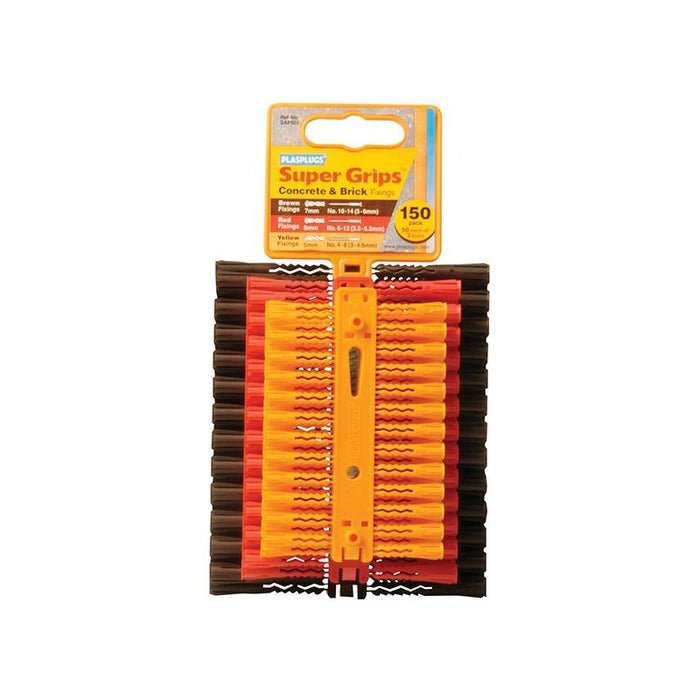 Plasplugs SAP 505 Solid Wall Super Grips™ Fixings Assorted (150) Plasplugs - Town Tools