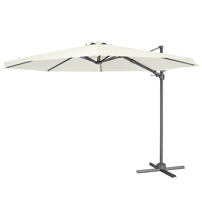 Dellonda Cantilever Parasol with 360 Rotation, Tilt & Cover 3m - Cream