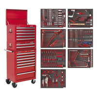 Superline PRO Tool Chest Combination 14 Drawer with 446pc Tool Kit - Red