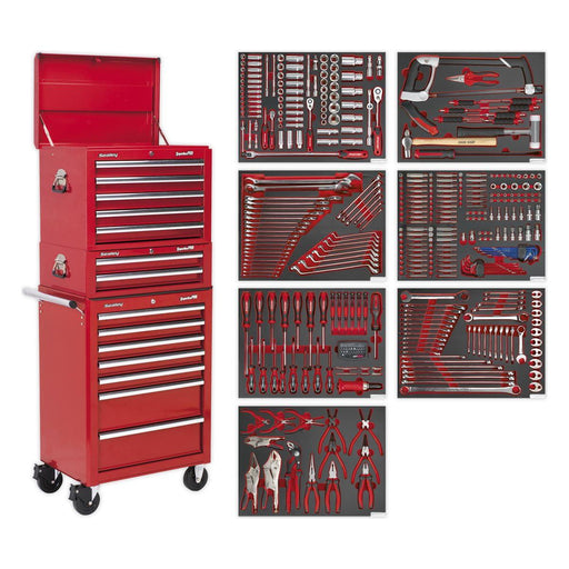 Superline PRO Tool Chest Combination 14 Drawer with 446pc Tool Kit - Red Superline Pro - Town Tools 
