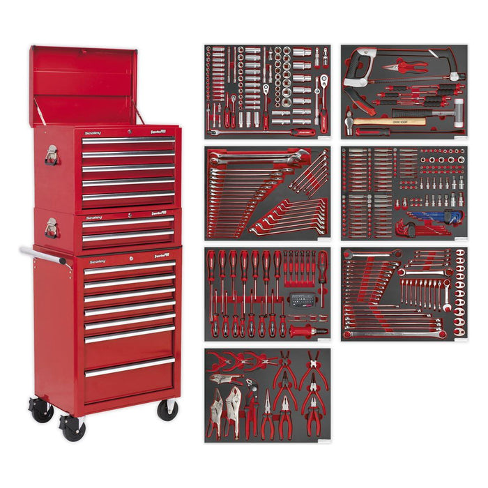 Superline PRO Tool Chest Combination 14 Drawer with 446pc Tool Kit - Red Superline Pro - Town Tools 