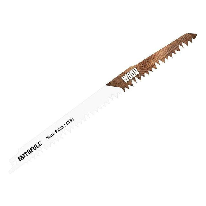 Faithfull S1531L Sabre Saw Blade Wood 240mm 5 TPI (Pack of 5) Faithfull - Town Tools