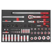 Teng Tools 1/4" & 1/2" Socket Set 6 pt FOAM4X4 126 Pieces