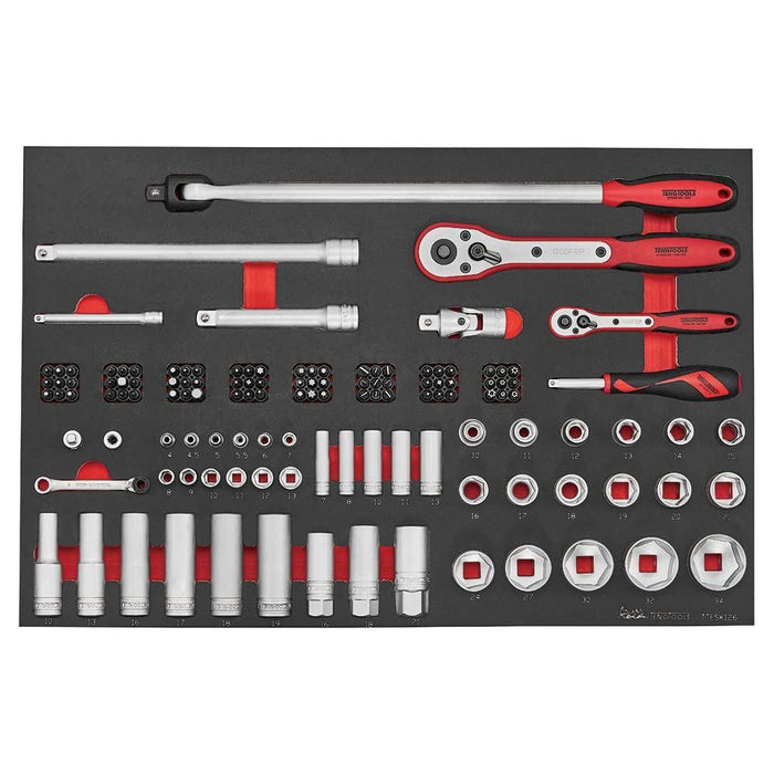 Teng Tools 1/4" & 1/2" Socket Set 6 pt FOAM4X4 126 Pieces Teng Tools - Town Tools 