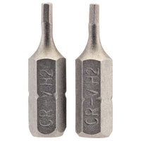 Draper Hexagonal Insert Bit, 2mm, 1/4" Hex, 25mm Long (Pack of 2) 63945