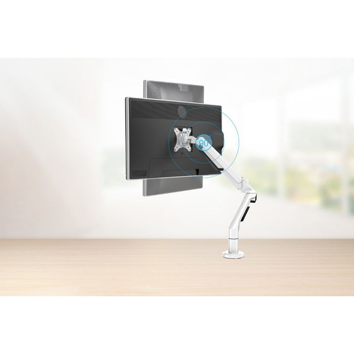 Dellonda Adjustable Single Monitor Arm with 360 Rotation - White DH26