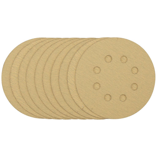 Draper Gold Sanding Discs with Hook & Loop, 125mm, 120 Grit (Pack of 10) 58111 Draper - Town Tools 