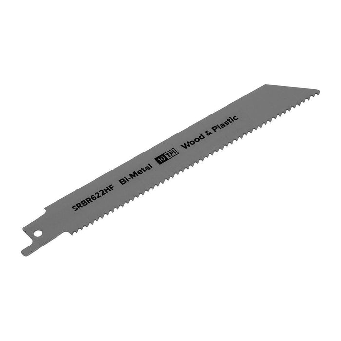 Sealey Reciprocating Saw Blade Wood & Plastics 150mm 10tpi Pack of 5 SRBR622HF Sealey - Town Tools 