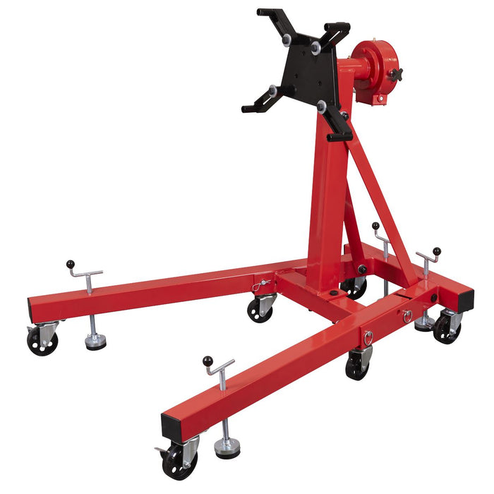 Folding 360º Rotating Engine Stand with Geared Handle Drive 680kg Capacity Sealey - Town Tools 