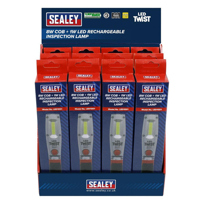 Sealey Rechargeable Inspection Light 8W LED Display Box of 12 LED1001DB Sealey - Town Tools 