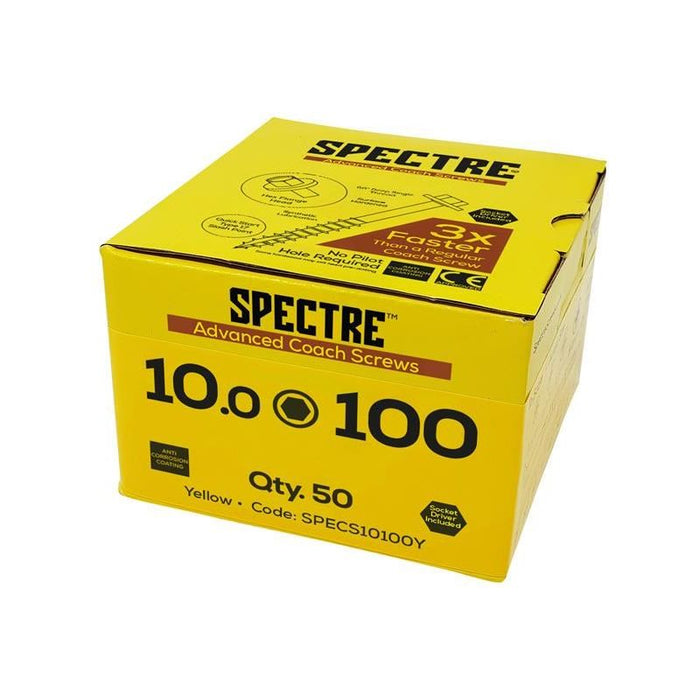 Forgefix Spectre™ Coach Screw Hexagon Head ZY M10 x 100mm Box 50 ForgeFix - Town Tools