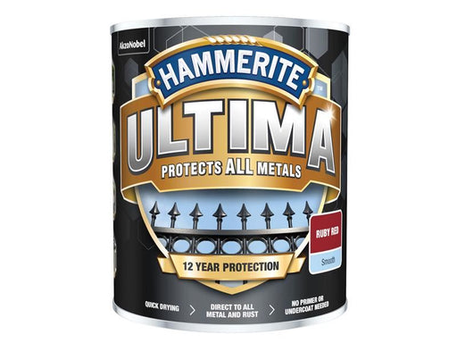 Hammerite Ultima Metal Paint Smooth Ruby Red 750ml Hammerite - Town Tools