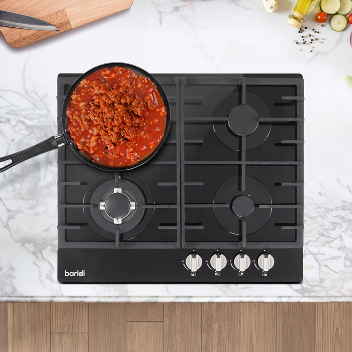 Baridi Gas Hob with 4 Cooking Zones 60cm - Black DH226 Baridi - Town Tools 