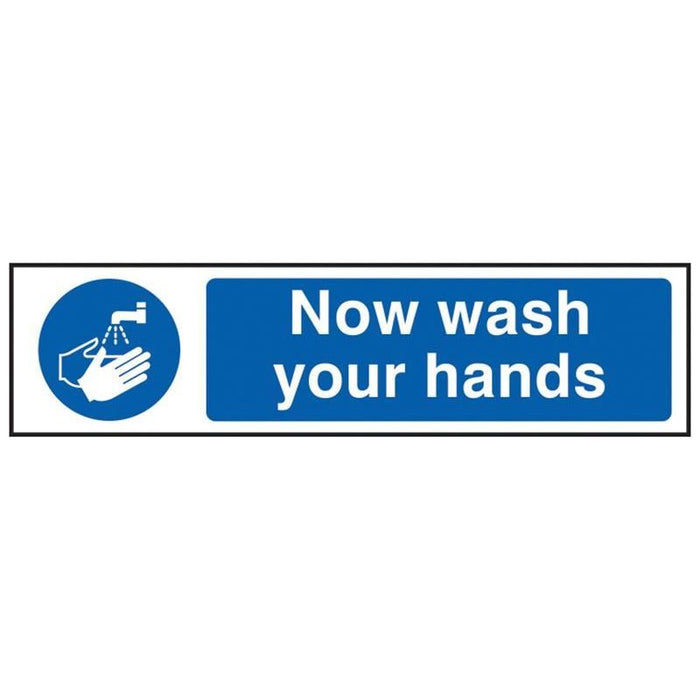 Scan Now Wash Your Hands - PVC Sign 200 x 50mm Scan - Town Tools