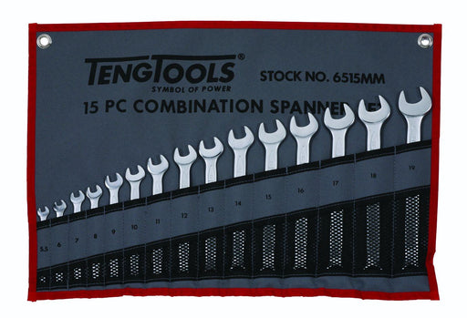 Teng Tools Combination Spanner Set 5.5-19 mm Tool Roll 15 Pieces Teng Tools - Town Tools 